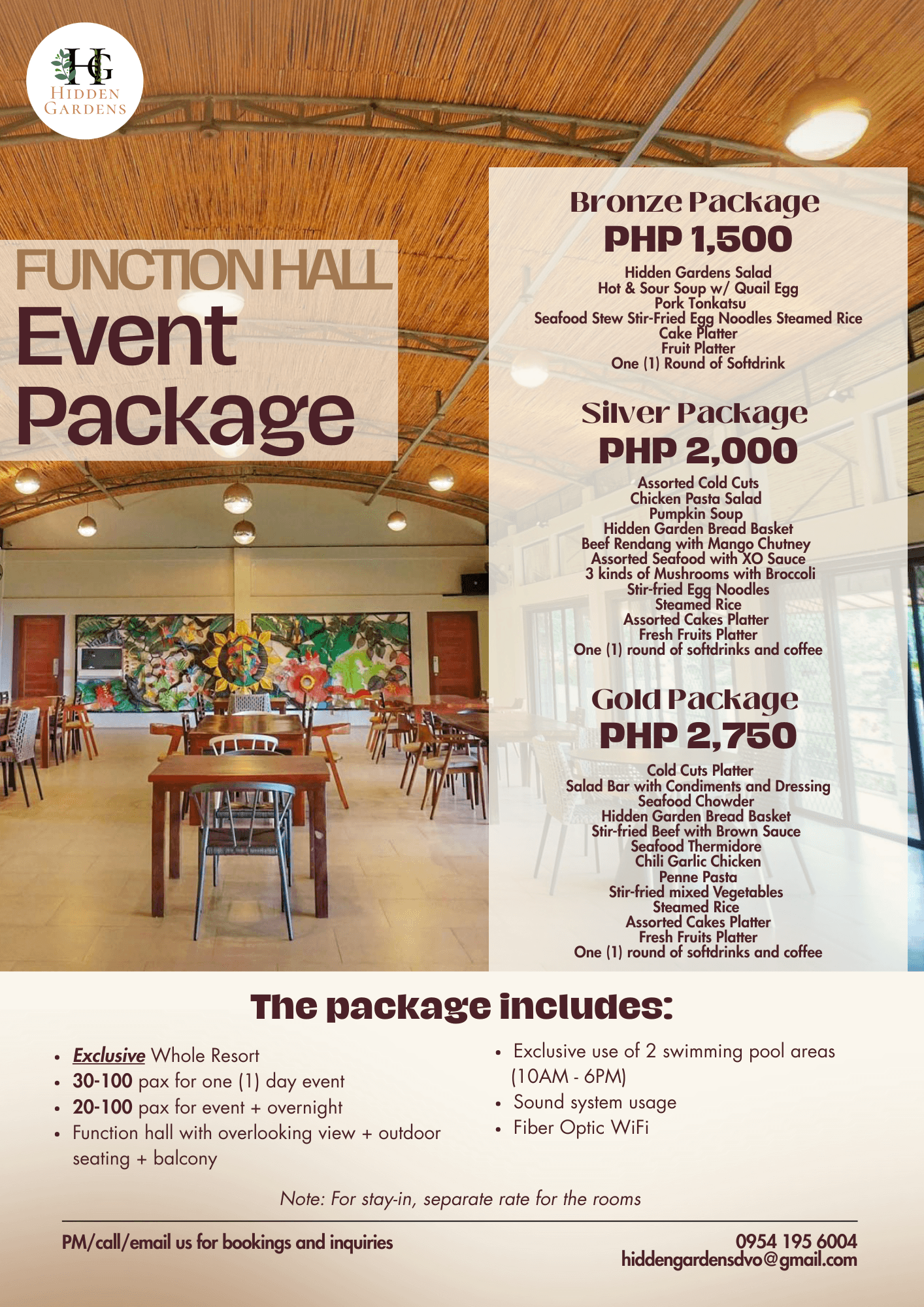 Function Hall event package details